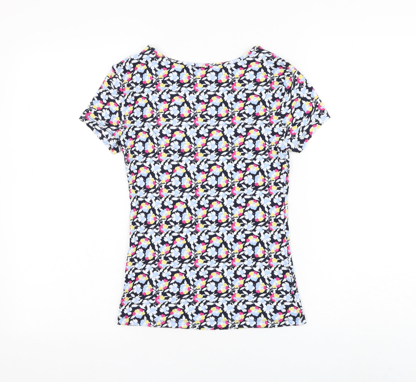 Marks and Spencer Womens Floral Viscose Basic T-Shirt Size 6 V-Neck