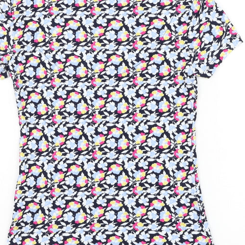 Marks and Spencer Womens Floral Viscose Basic T-Shirt Size 6 V-Neck