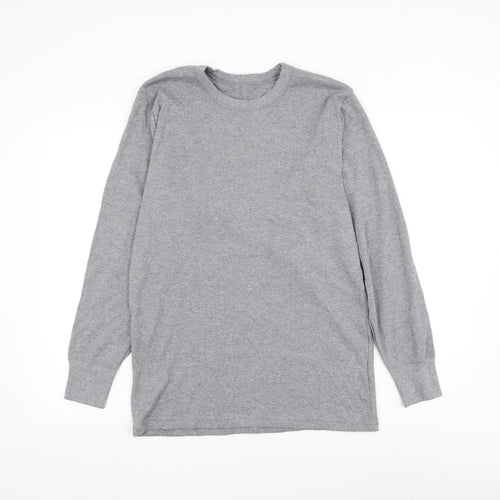 Marks and Spencer Mens Grey Round Neck Cotton Pullover Jumper Size M