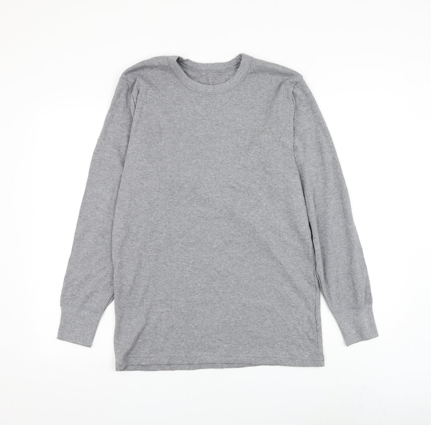 Marks and Spencer Mens Grey Round Neck Cotton Pullover Jumper Size M