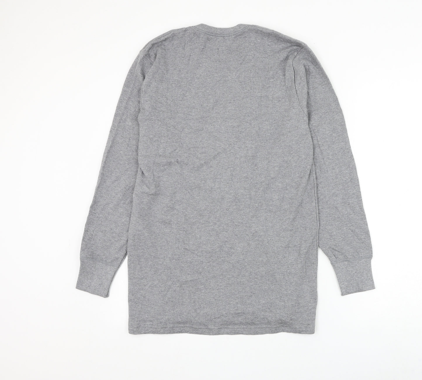 Marks and Spencer Mens Grey Round Neck Cotton Pullover Jumper Size M