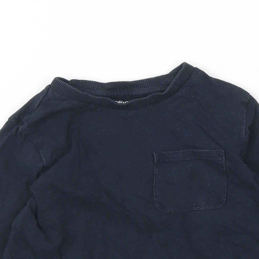 F&F Boys Blue Cotton Basic T-Shirt Size 2-3 Years Round Neck Pullover