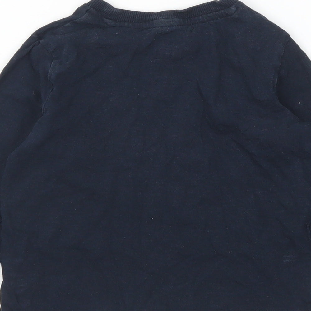 F&F Boys Blue Cotton Basic T-Shirt Size 2-3 Years Round Neck Pullover