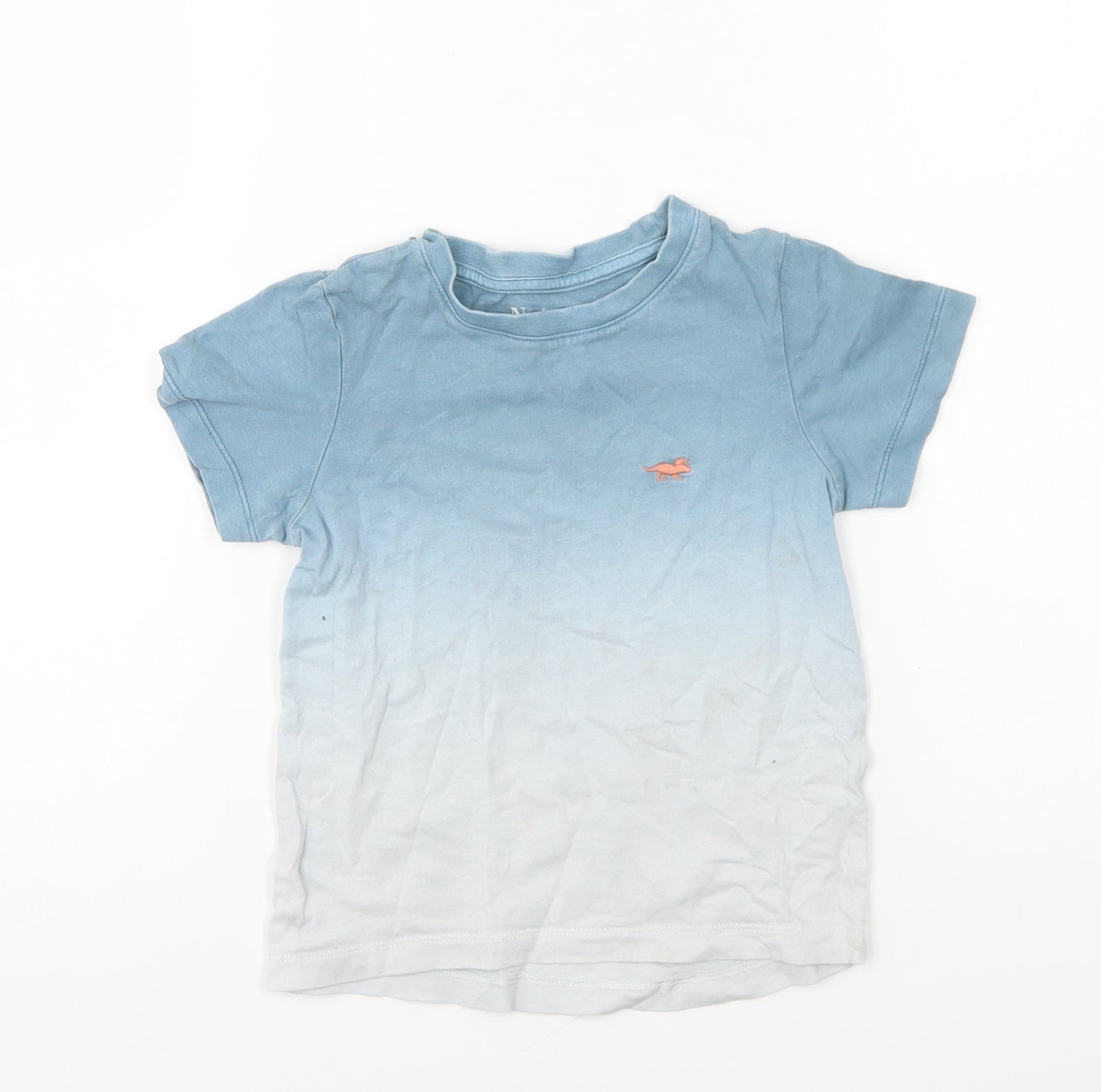 Nutmeg Boys Blue Cotton Basic T-Shirt Size 2-3 Years Round Neck Pullover