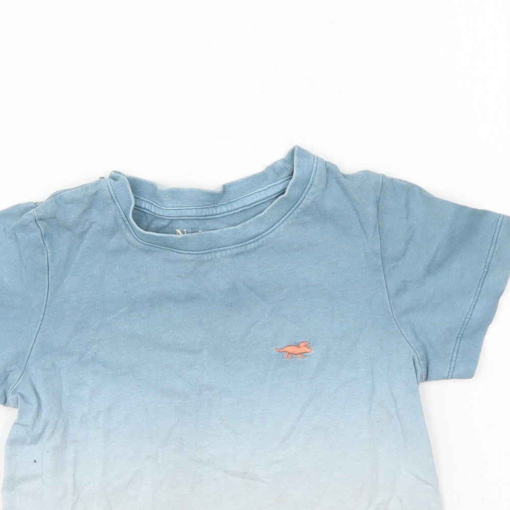 Nutmeg Boys Blue Cotton Basic T-Shirt Size 2-3 Years Round Neck Pullover