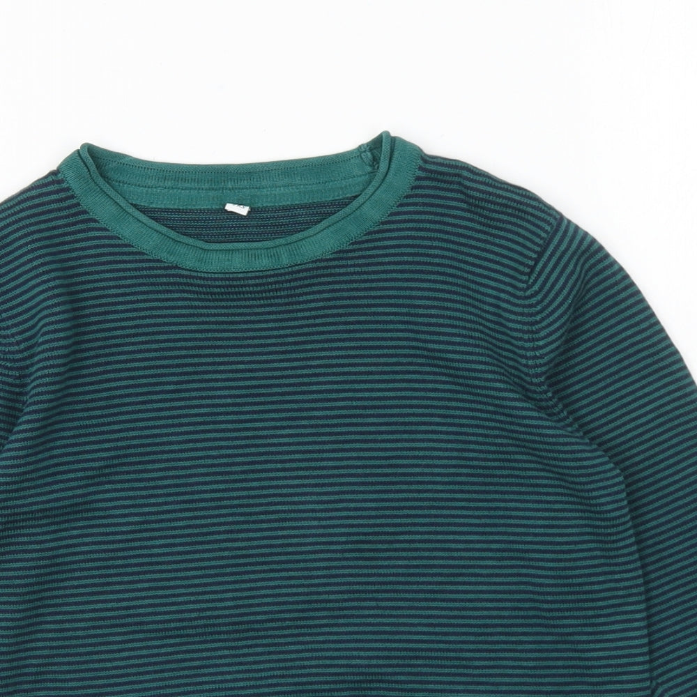 Marks and Spencer Boys Green Round Neck Striped Cotton Pullover Jumper Size 4-5 Years Pullover - Dinosaur