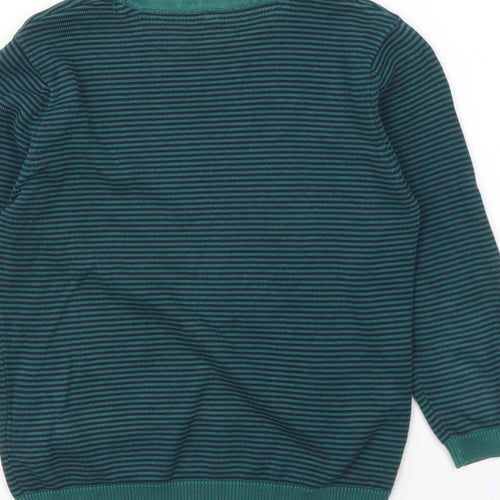 Marks and Spencer Boys Green Round Neck Striped Cotton Pullover Jumper Size 4-5 Years Pullover - Dinosaur