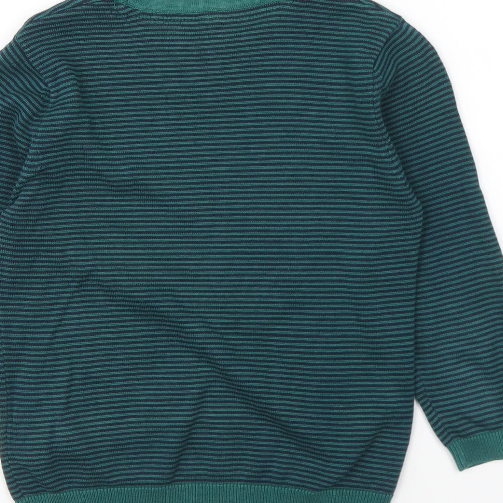 Marks and Spencer Boys Green Round Neck Striped Cotton Pullover Jumper Size 4-5 Years Pullover - Dinosaur
