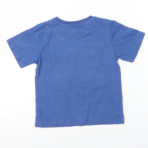 M&Co Boys Blue Cotton Basic T-Shirt Size 4-5 Years Round Neck Pullover - Game Over