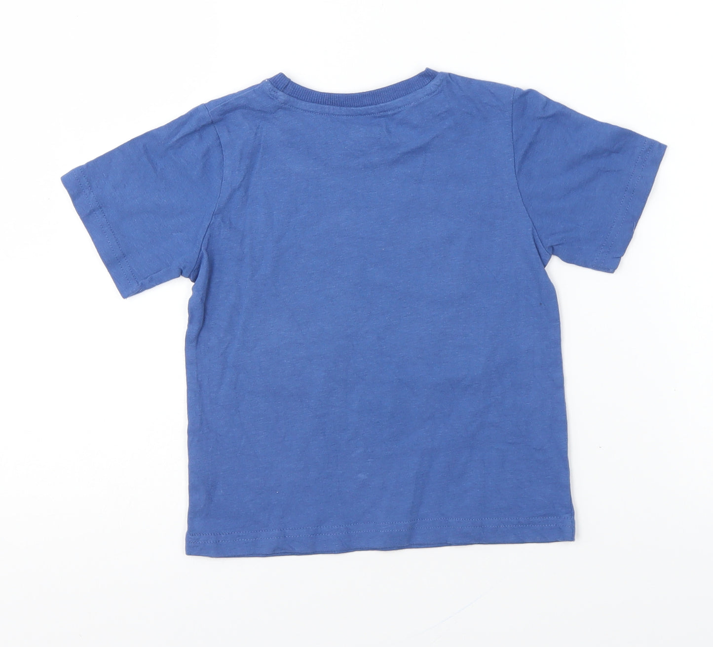 M&Co Boys Blue Cotton Basic T-Shirt Size 4-5 Years Round Neck Pullover - Game Over