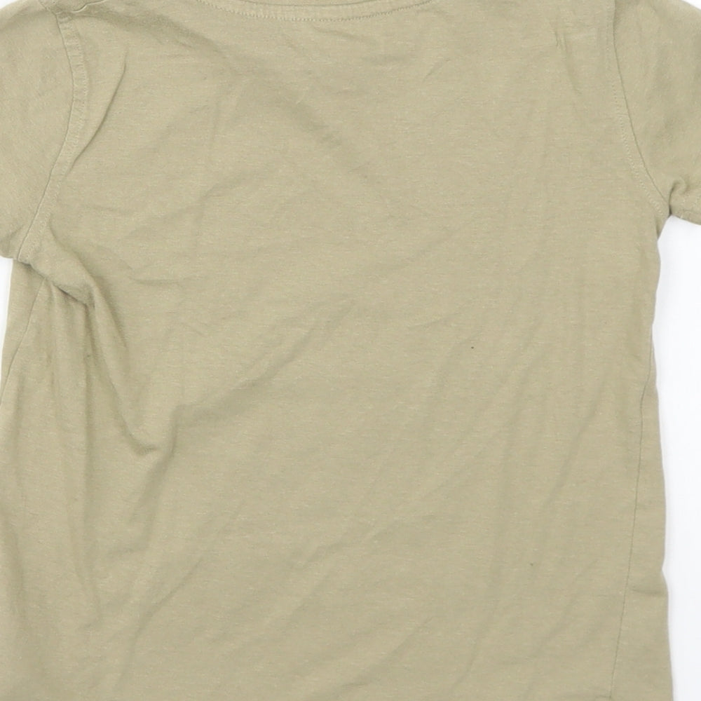 Mothercare Boys Beige Cotton Basic T-Shirt Size 4-5 Years Round Neck Pullover - Zoo animals