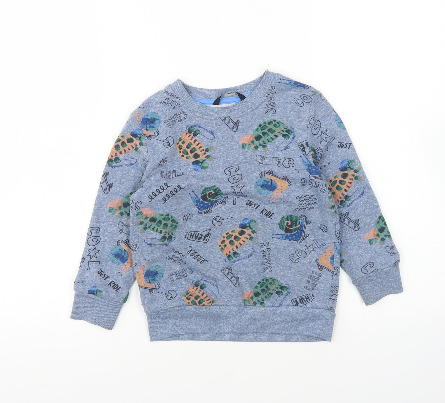 George Boys Blue Geometric Cotton Pullover Sweatshirt Size 3 Years Pullover - Snail And Turtle