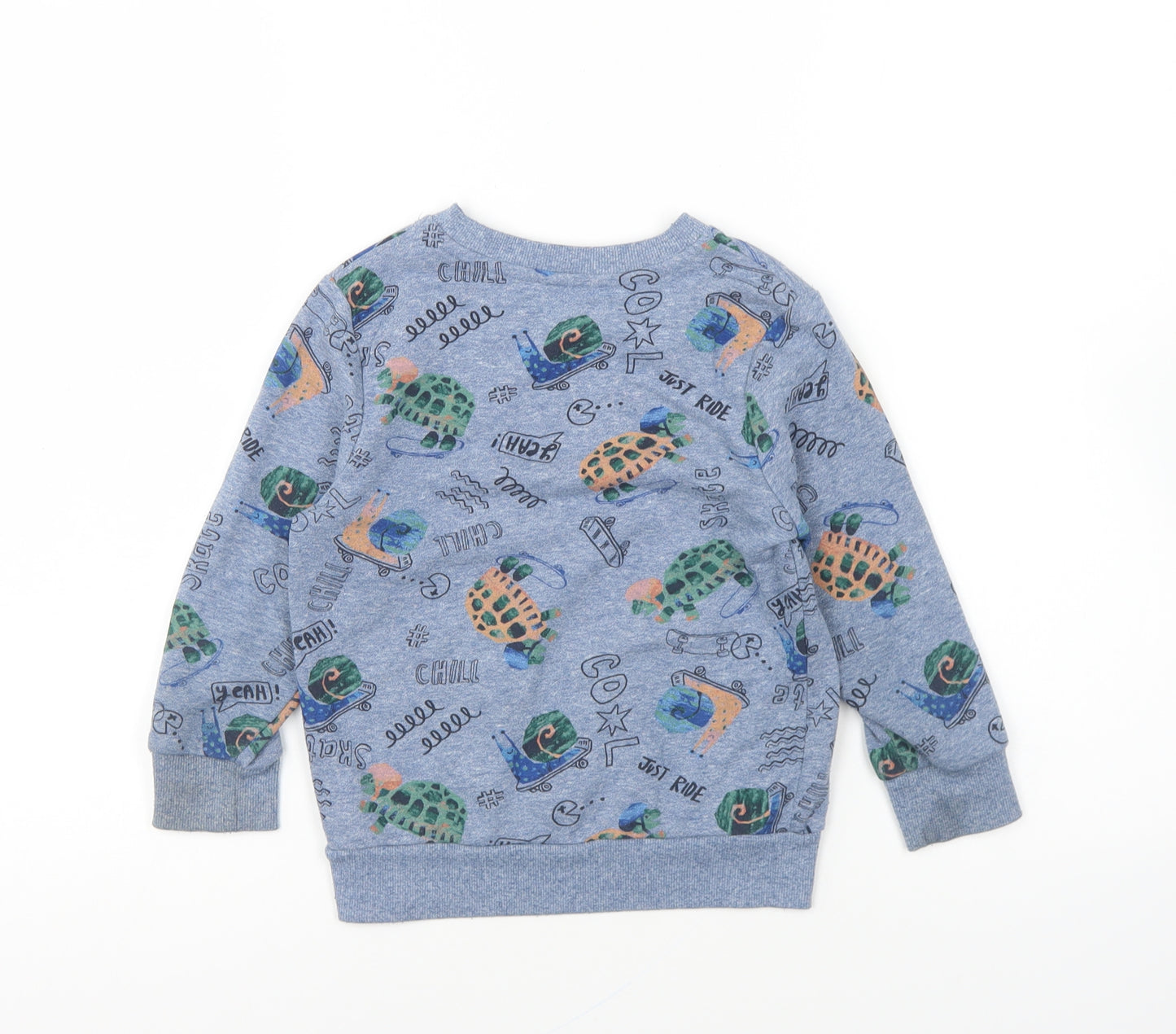 George Boys Blue Geometric Cotton Pullover Sweatshirt Size 3 Years Pullover - Snail And Turtle