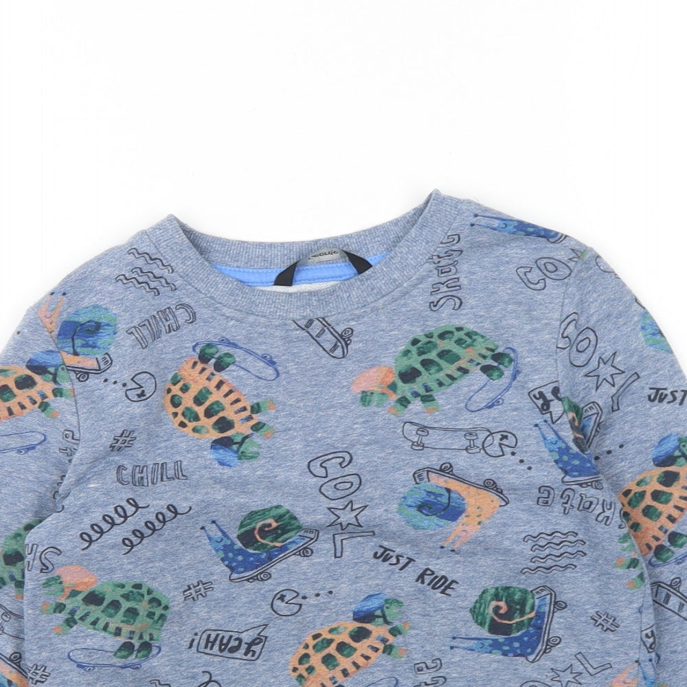 George Boys Blue Geometric Cotton Pullover Sweatshirt Size 3 Years Pullover - Snail And Turtle