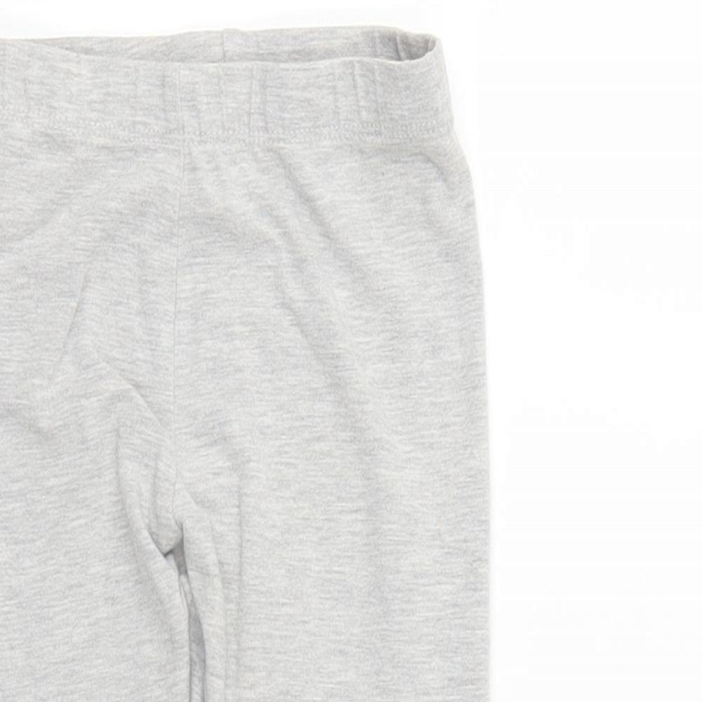 Marks and Spencer Girls Grey Cotton Jogger Trousers Size 3-4 Years Regular Pullover