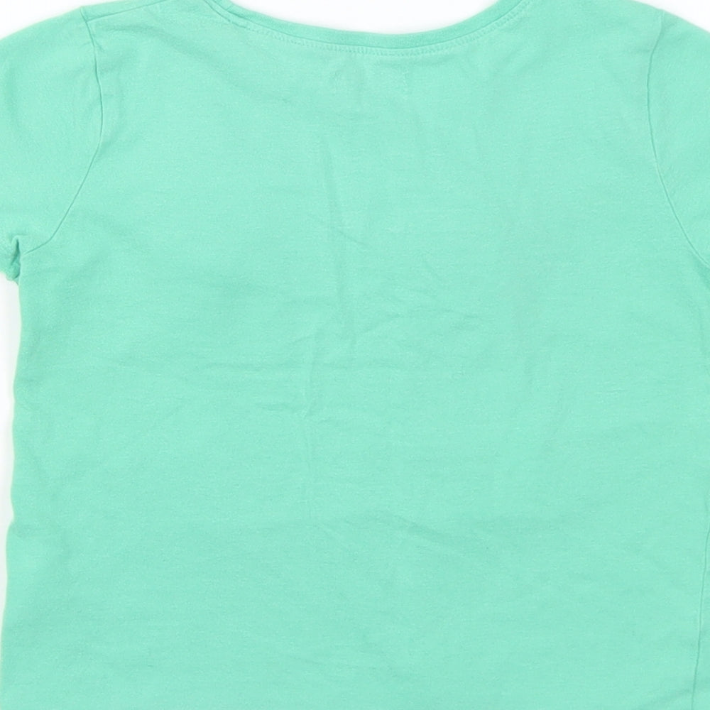 NEXT Girls Green Cotton Basic T-Shirt Size 2-3 Years Round Neck Pullover