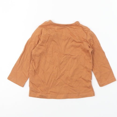 F&F Baby Brown Cotton Basic T-Shirt Size 3-6 Months Round Neck Snap - Watch Out! Little Bear About