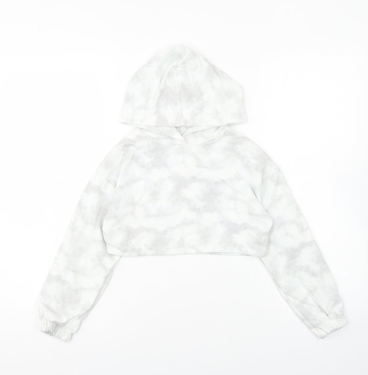 Matalan Girls Grey Polyester Pullover Hoodie Size 9 Years Pullover