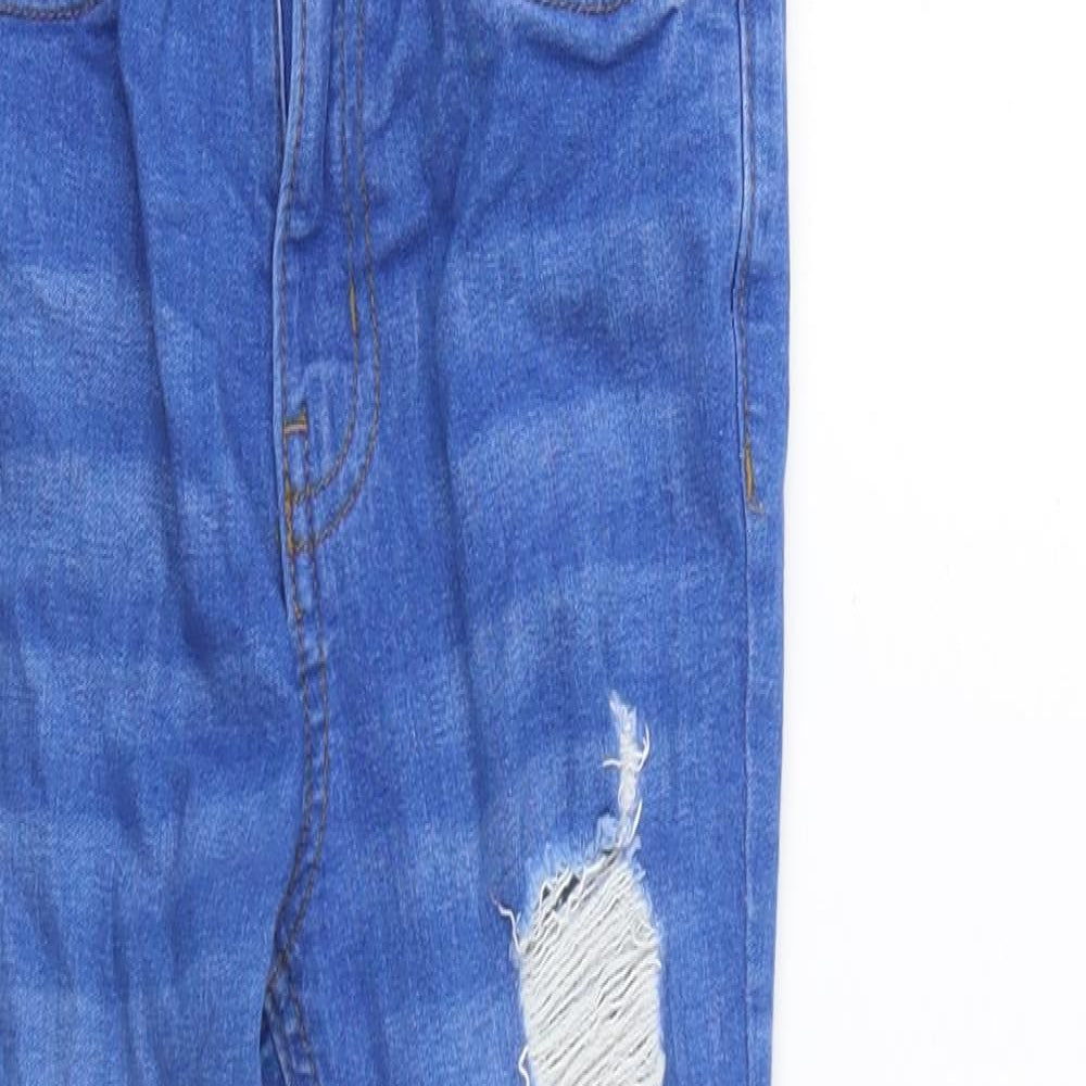 George Girls Blue Cotton Skinny Jeans Size 8-9 Years Regular Button - Distressed Look