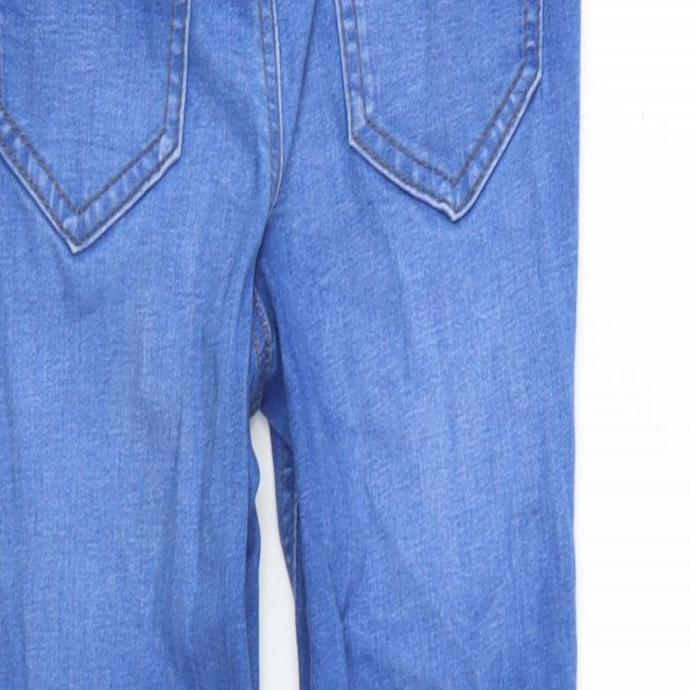 George Girls Blue Cotton Skinny Jeans Size 8-9 Years Regular Button - Distressed Look