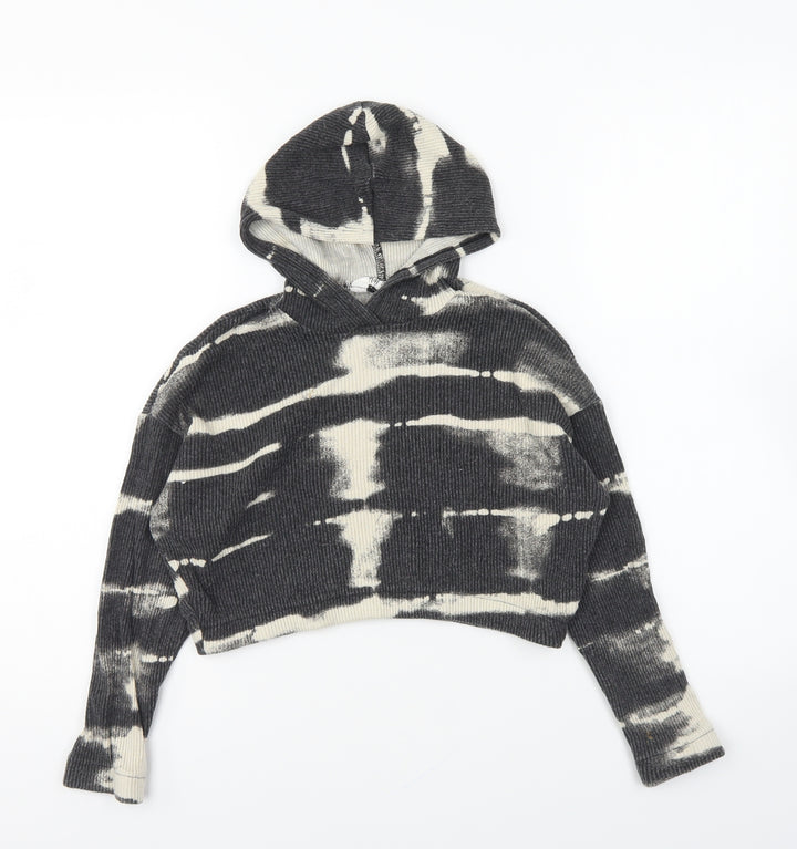 H&M Girls Grey Viscose Pullover Hoodie Size 9-10 Years Pullover