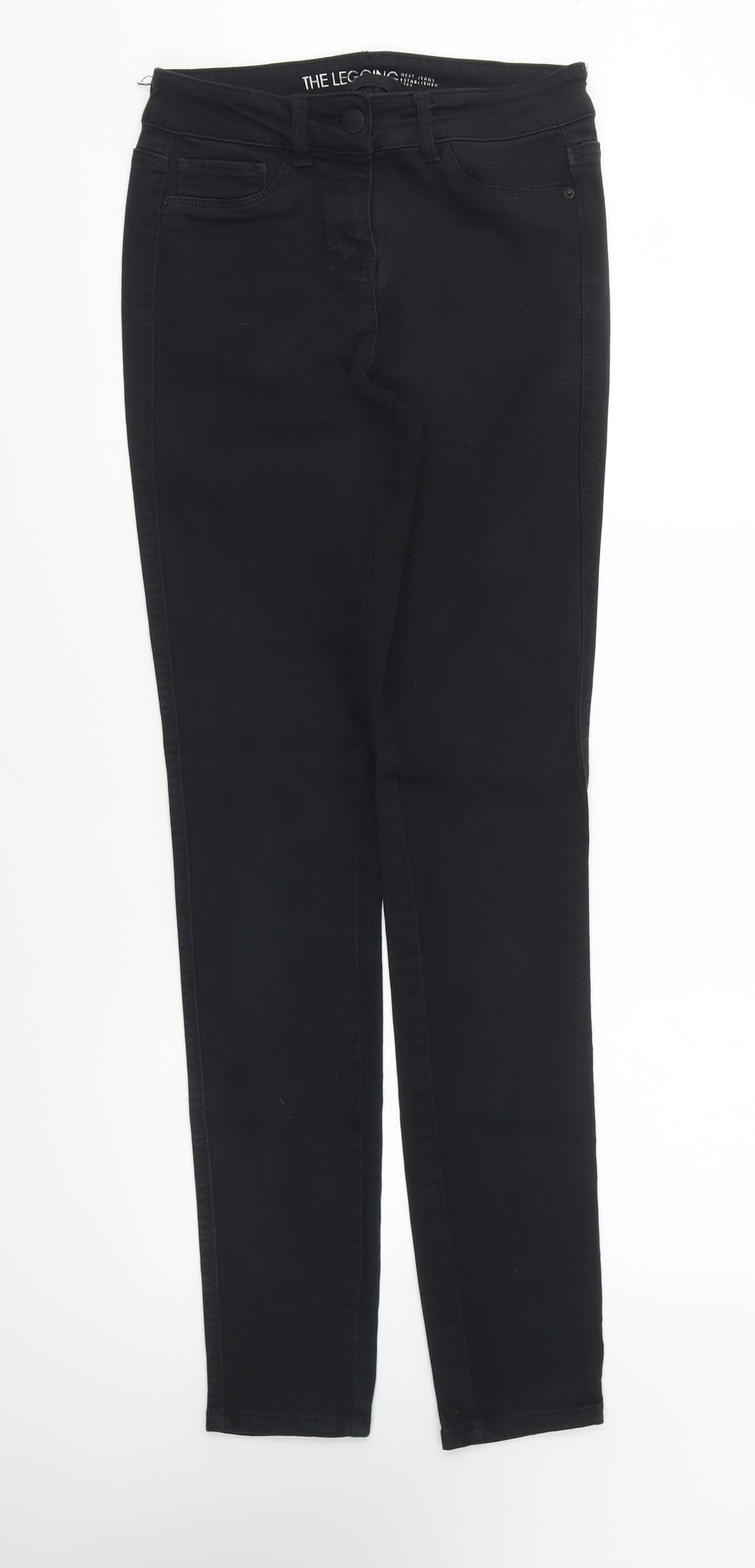 NEXT Womens Black Cotton Skinny Jeans Size 8 L28 in Regular Button