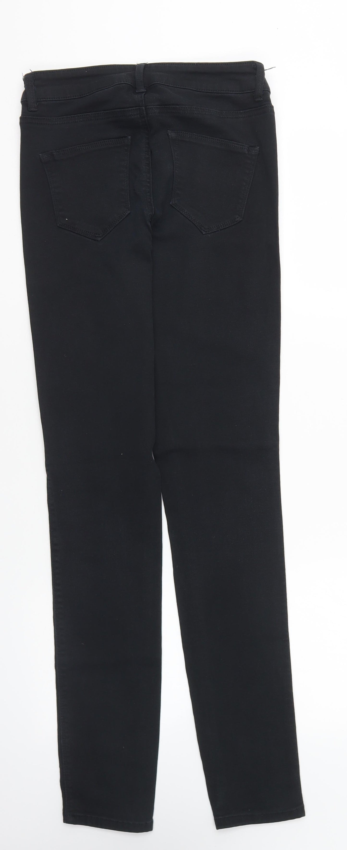 NEXT Womens Black Cotton Skinny Jeans Size 8 L28 in Regular Button
