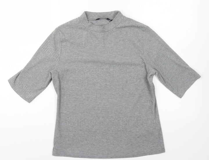 New Look Womens Grey High Neck Polyester Pullover Jumper Size 14