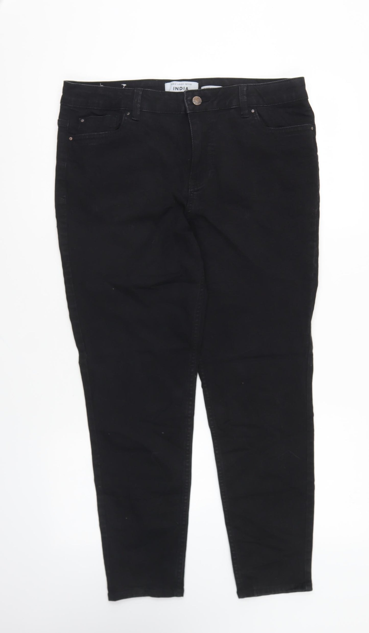 New Look Womens Black Cotton Skinny Jeans Size 16 L25 in Regular Button