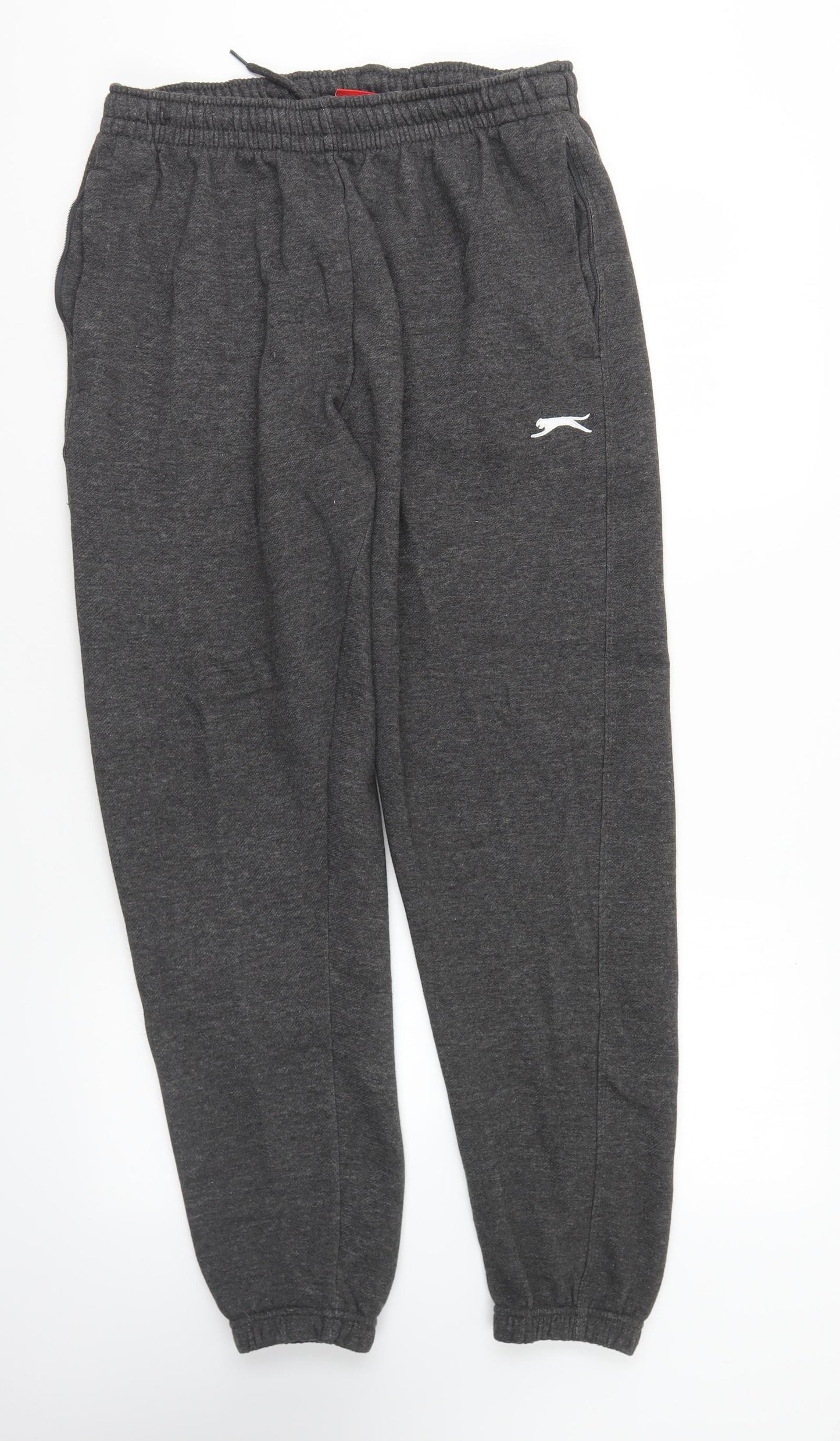 Slazenger Mens Grey Polyester Jogger Trousers Size L L25 in Regular Drawstring