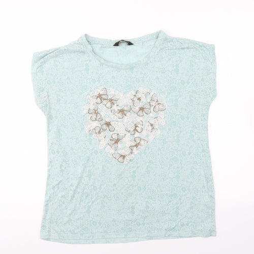 Originals Womens Blue Polyester Basic T-Shirt Size 16 Round Neck - Butterflies