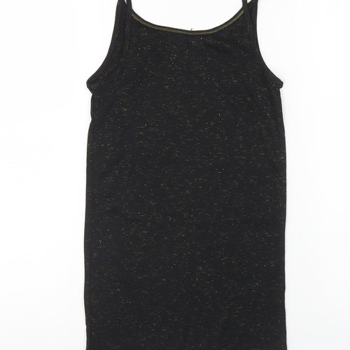 Matalan Girls Black Polyester Basic Tank Size 8-9 Years Round Neck Pullover