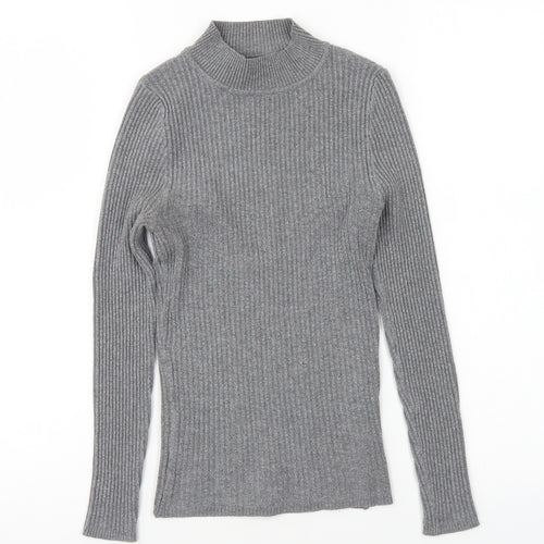 Primark Womens Grey High Neck Polyester Pullover Jumper Size XS