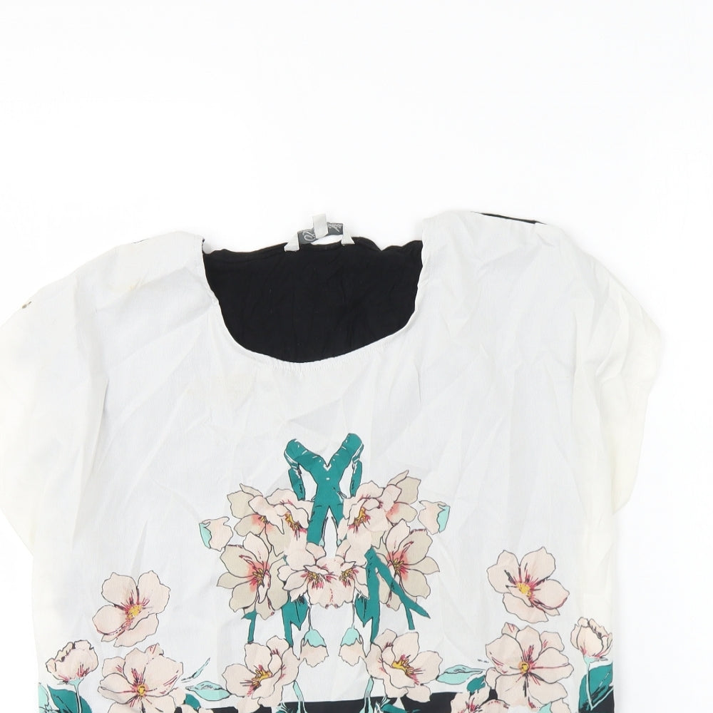 Peacocks Womens Multicoloured Viscose Basic Blouse Size 16 Round Neck