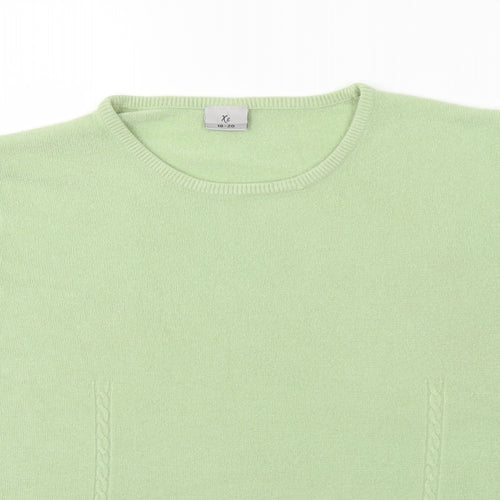 XE Womens Green Round Neck Acrylic Pullover Jumper Size 18