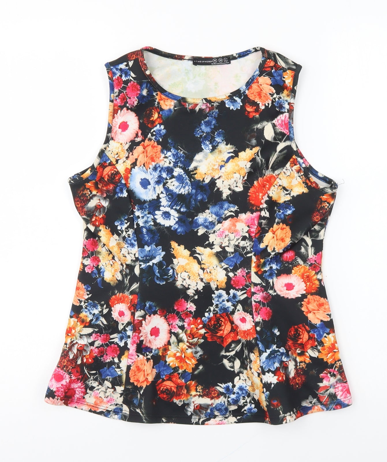 Atmosphere Womens Multicoloured Floral Polyester Basic Blouse Size 10 Round Neck - Peplum Top