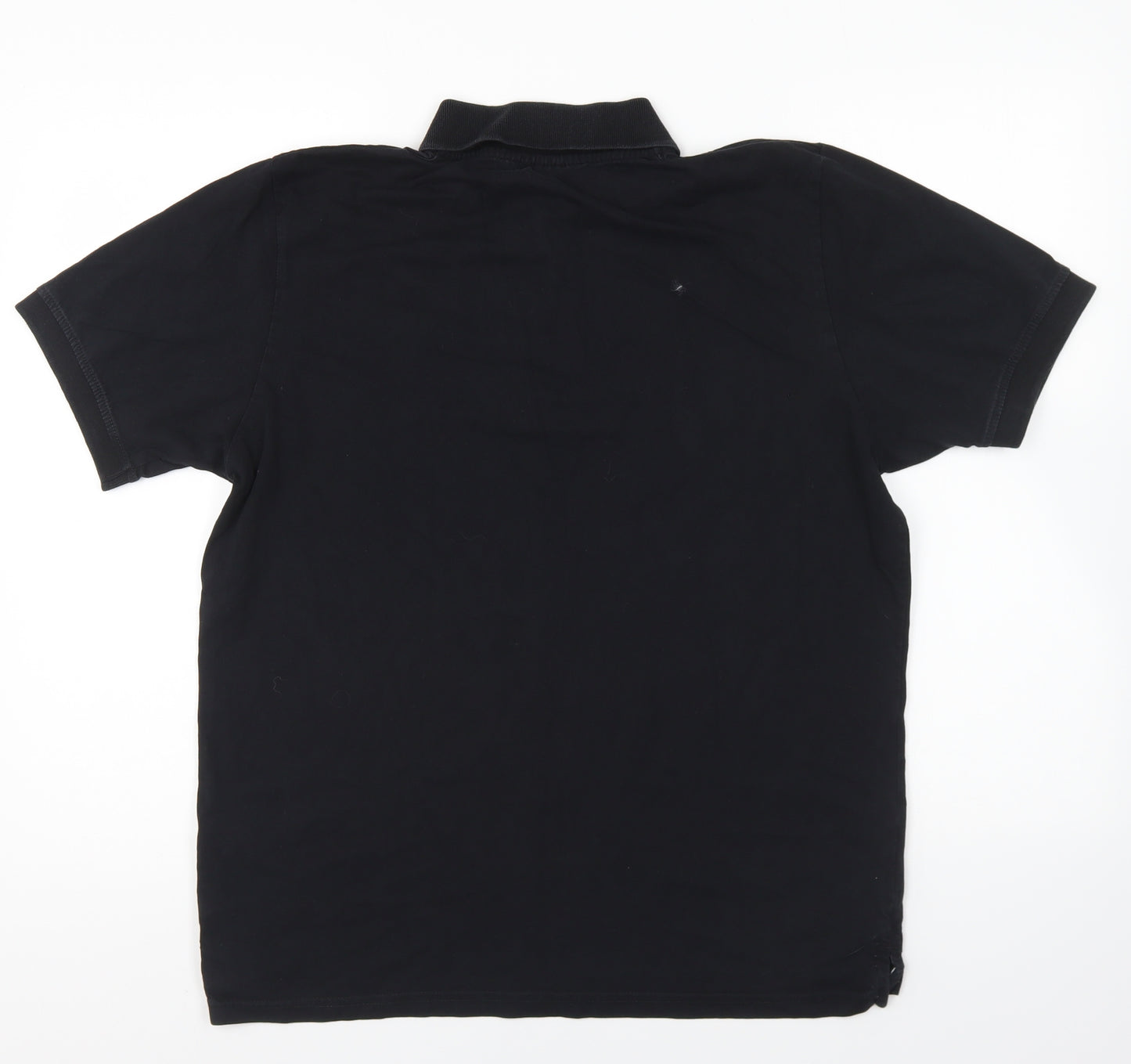 Henleys Mens Black Cotton Polo Size XL Collared Button