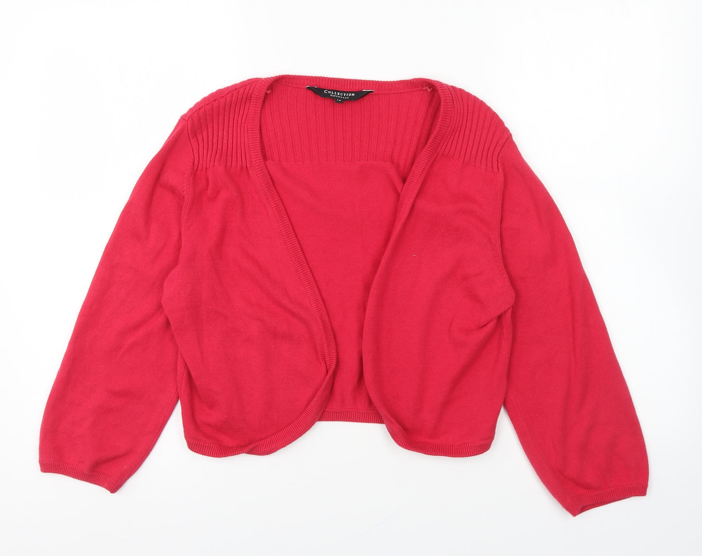 Debenhams Womens Red V-Neck Cotton Cardigan Jumper Size 14