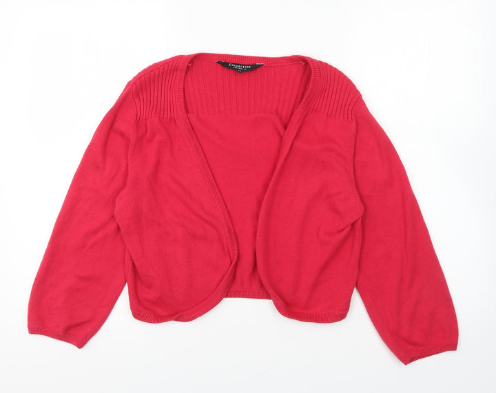 Debenhams Womens Red V-Neck Cotton Cardigan Jumper Size 14