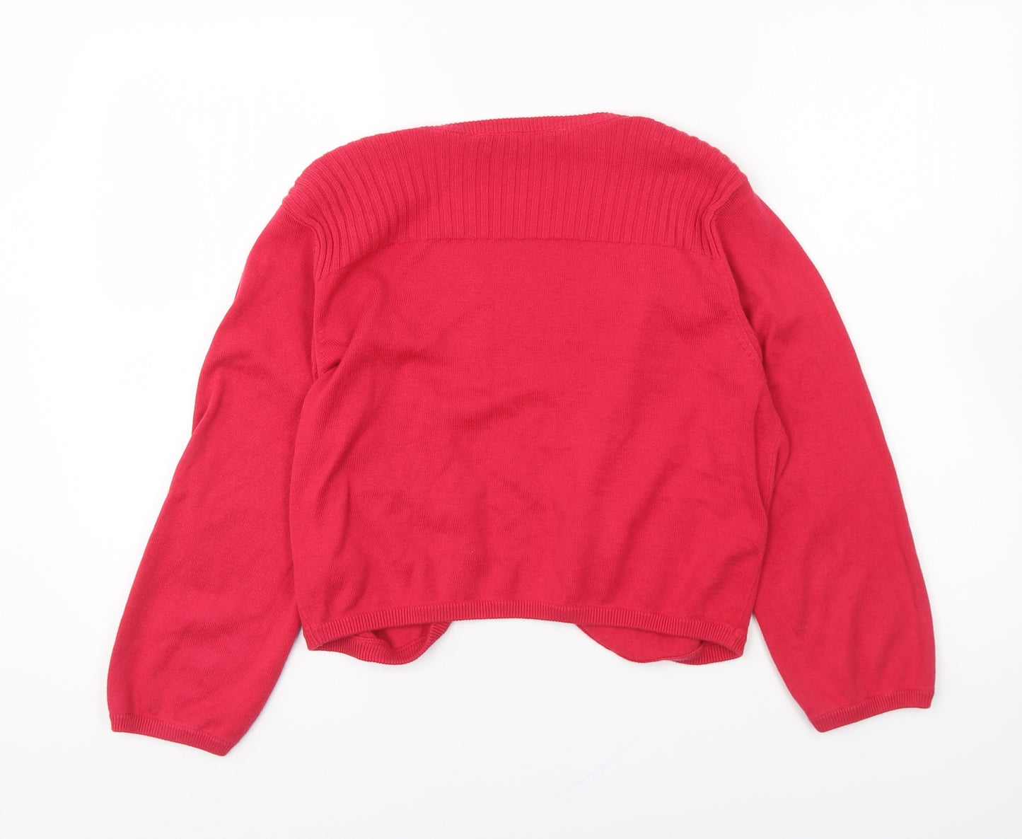 Debenhams Womens Red V-Neck Cotton Cardigan Jumper Size 14