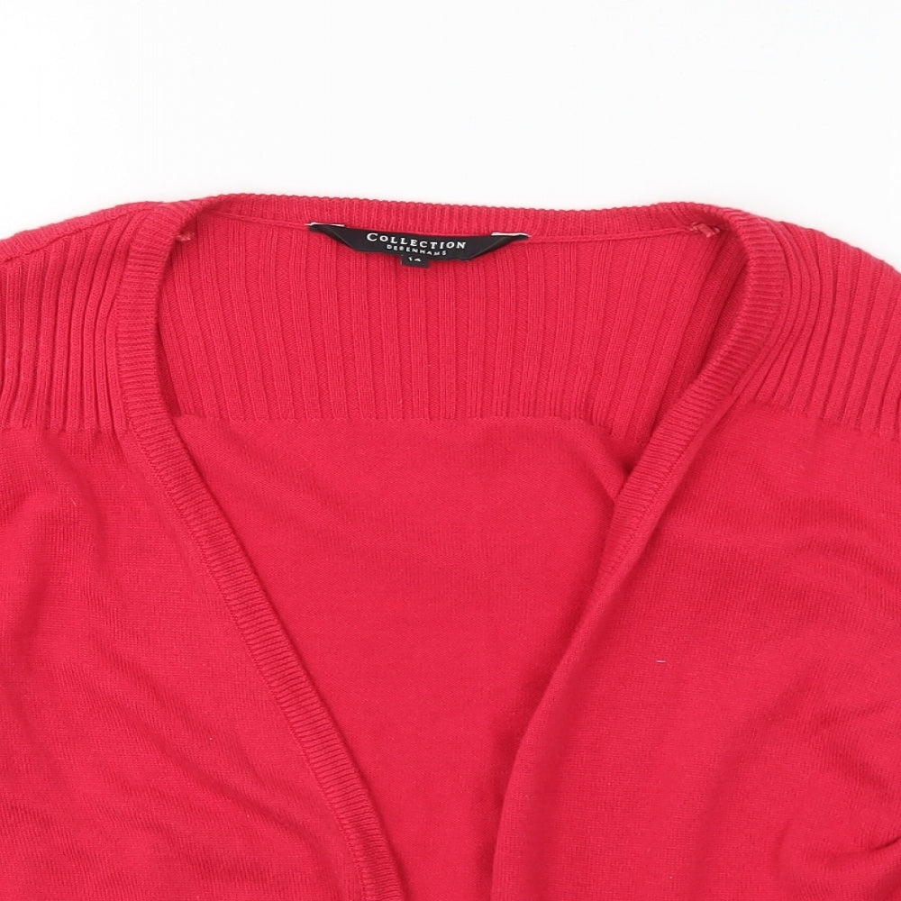 Debenhams Womens Red V-Neck Cotton Cardigan Jumper Size 14