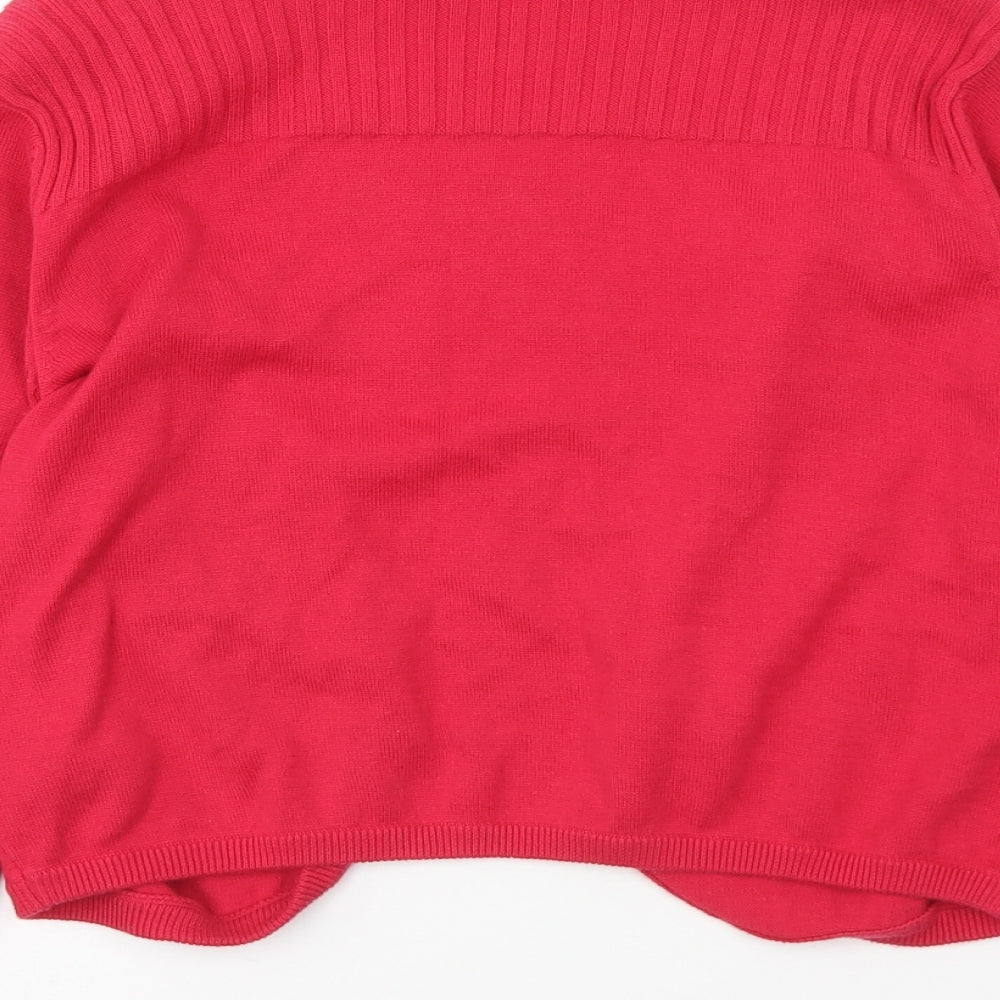 Debenhams Womens Red V-Neck Cotton Cardigan Jumper Size 14