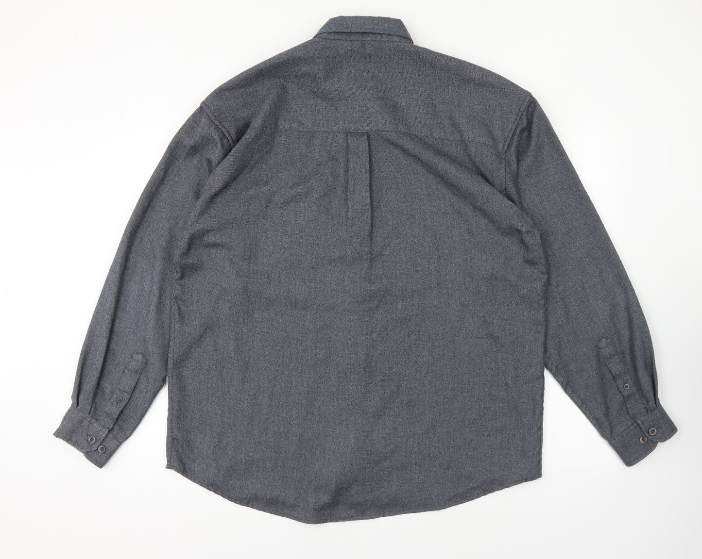 Recover Mens Grey Polyester Button-Up Size L Collared Button