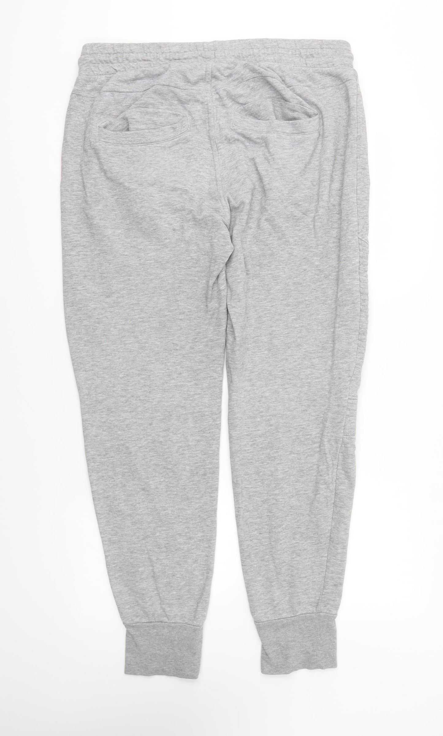 H&M Womens Grey Cotton Jogger Trousers Size L L28 in Regular Drawstring