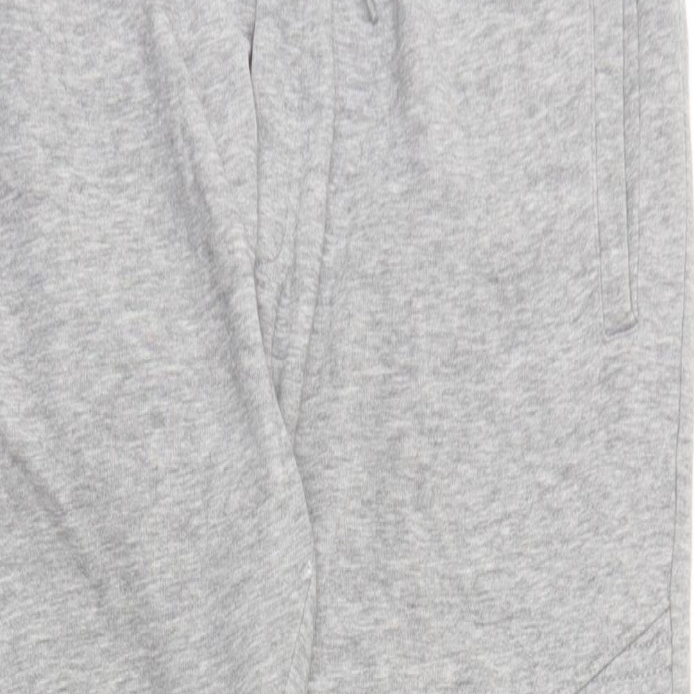 H&M Womens Grey Cotton Jogger Trousers Size L L28 in Regular Drawstring