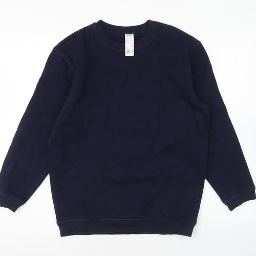 Back To Scool Boys Blue Cotton Pullover Sweatshirt Size 12-13 Years Pullover