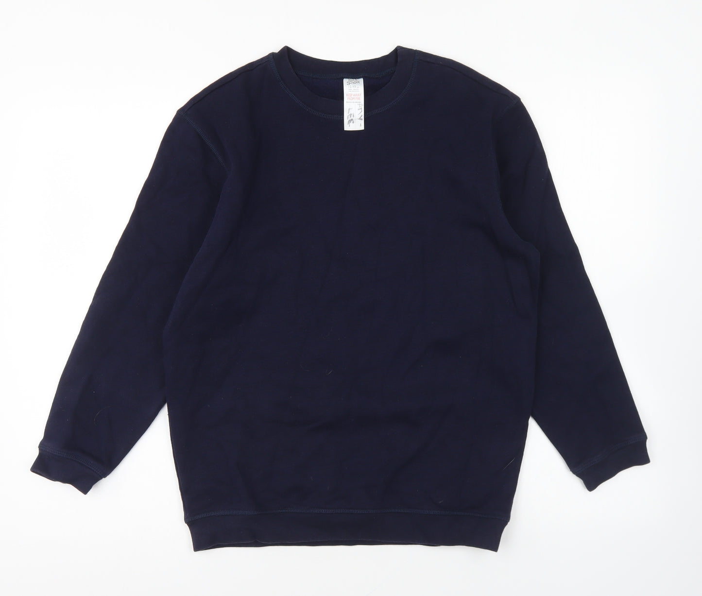 Back To Scool Boys Blue Cotton Pullover Sweatshirt Size 12-13 Years Pullover