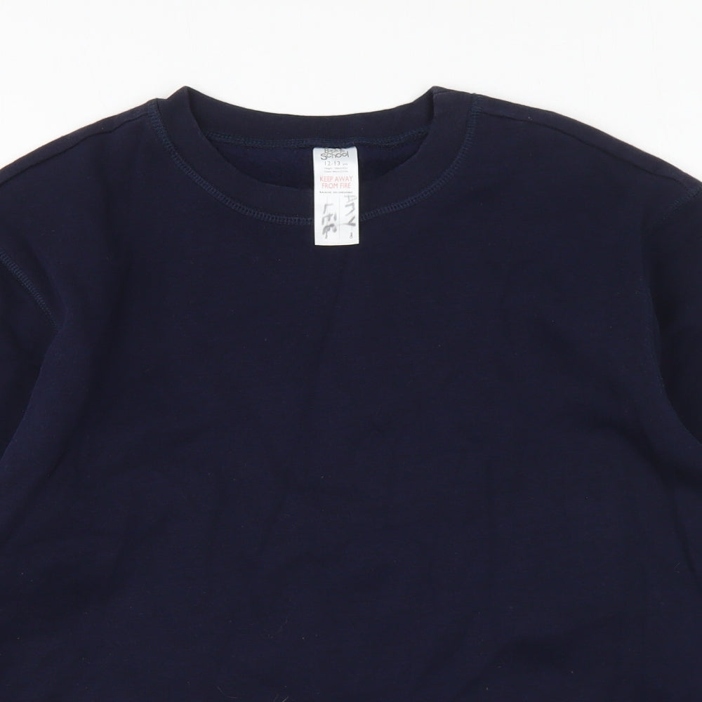 Back To Scool Boys Blue Cotton Pullover Sweatshirt Size 12-13 Years Pullover