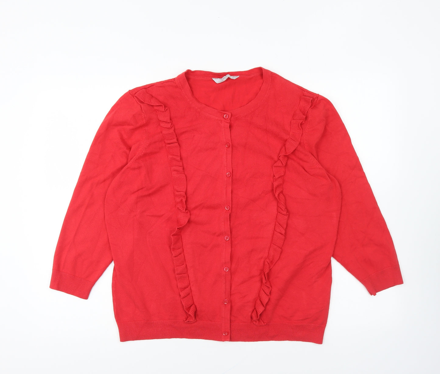 Red Herring Womens Red Round Neck Viscose Cardigan Jumper Size 20