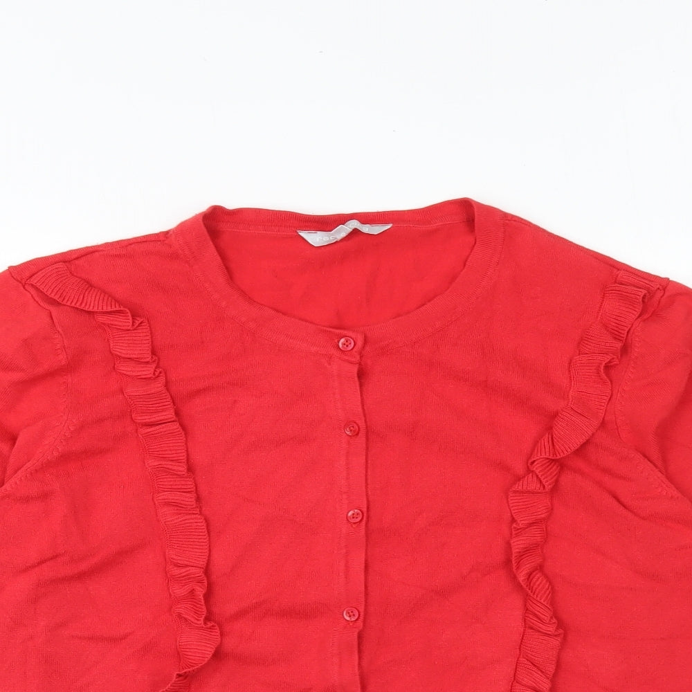 Red Herring Womens Red Round Neck Viscose Cardigan Jumper Size 20